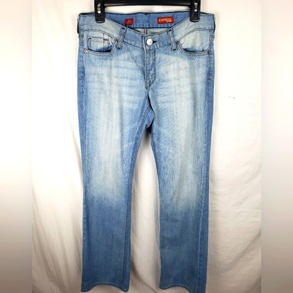 Express Eva Light Washed Faded Boot Cut Jeans Sz 8L - Picture 1 of 12